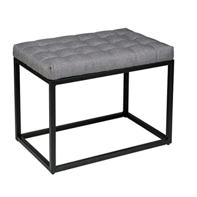 Image de WENKO Banc Amandola rembourré, avec Coussin d&#039;assise Gris et Structure Noire en Acier Rustique, idéal pour Chambre à Coucher, entrée Embrasure, 59 x 45,5 39 cm, Charge maximale 120 kg