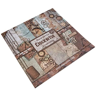 Image de Stamperia Bloc Papier Scrap double Face 10 feuilles 30,5x30,5 (12&quot;x12&quot;) Clockwise multicolore SBBL39