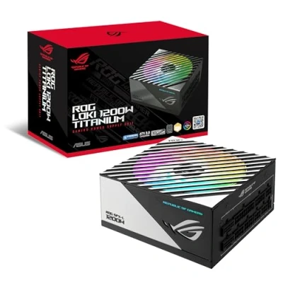 Image de ASUS ROG Loki SFX L 1200W Titanium Bloc d&#039;alimentation PC (modulable, 80+ Titanium, Ventilateur axial de 135mm PWM, Aura Sync RGB, ATX 3.0, PCIe 5.0 Ready)