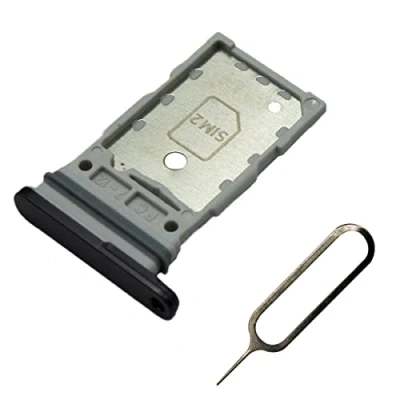 Image de MMOBIEL Tiroir Carte Dual SIM de Rechange Compatible avec Samsung Galaxy S22 Ultra 5G 6.8 inch 2022 INCL. Joint en Caoutchouc et l&#039;épingle Support Noir