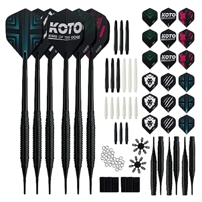 Image de KOTO 2 Fléchettes en Laiton Noir, 90 Accessoires Pointe Plastique, Cibles Électroniques