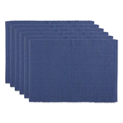 Image de DII Basic Everyday Lot de 6 sets table côtelés 100 % coton 33 x 48 cm Bleu français