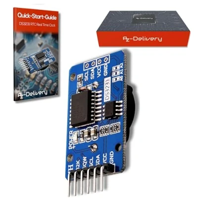Image de AZDelivery Real Time Clock RTC I2C Compatible avec DS3231, Horloge en Temps Réel Batterie DS3231 I2C, Module d’Horloge Haute Précision Arduino et Raspberry Pi incluant