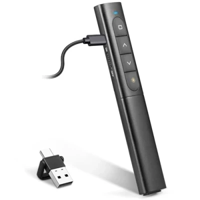 Image de USB/Type C 2 en 1 Telecommande Powerpoint Rechargeable Pointeur Presentation, PPT Zapette Wireless Presenter Sans Fils pour Mac iPad Ordinateur Pc Portable