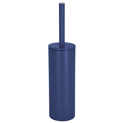 Image de Spirella, Brosse WC avec Support Acier, Modèle Akira, tête Interchangeable et d&#039;un Pot en Acier Solide, Récipient hygiénique, Toilette fermée, à Poser, Bleu Foncé Mat, 40 x 9.5 cm
