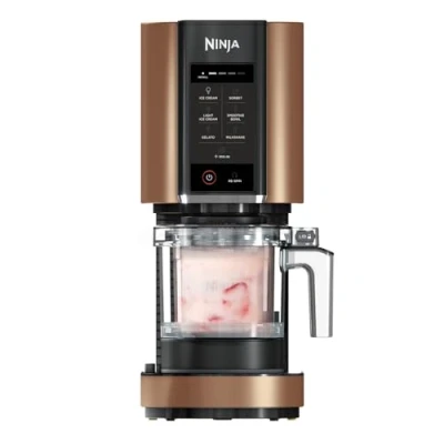 Image de Ninja CREAMi Sorbetière &amp; Fabrique à Desserts Glacés 3 Pots, 7 Programmes, Crème glacée, Glace italienne, Sorbets, Smoothie Bowls, Milkshakes et plus encore, 1,4 L, Noir Cuivre, NC300EUCP
