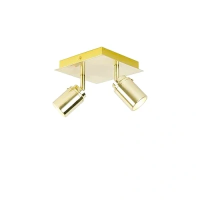 Image de Qazqa ducha Applique et plafonnier 2 lumière L 17 cm Doré/Laiton Moderne éclairage intérieur Salle de bains