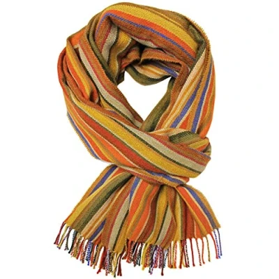 Image de Rotfuchs Echarpe homme rayures hiver &amp; chevrons à la mode plusieurs coloris 100% laine (mérinos) (190 x 52 cm, marron)