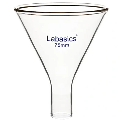 Image de Labasics Entonnoir à Poudre en Verre, Tige courte Verre Borosilicate Paroi épaisse avec un Diamètre Supérieur de 75 mm et 31