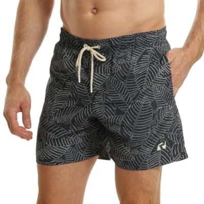 Image de Ript Performance Hommes Essentials Short de Bain à séchage Rapide avec Protection Solaire UV 50, Imprimé Feuille Marine, XL