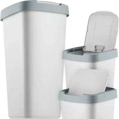 Image de KADAX Poubelle de 25 l, avec couvercle basculant, pour tri sélectif, en plastique, robuste, gris foncé