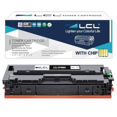 Image de LCL Cartouche de Toner Compatible 201A CF400A (1 Noir) Remplacement pour HP Color Laserjet Pro M252 M252dw M252n, MFP M274 M274n M277 M277dw M277n M277c6