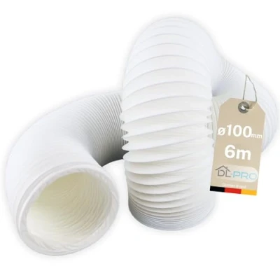 Image de DL pro 6m Tuyau d&#039;échappement en PVC de diamètre 100/102 mm pour climatisation 100 diamètre, hotte aspirante