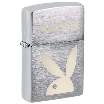Image de ZIPPO Playboy Design Laser Engrave Brushed Chrome Essence Briquet Coupe Vent, Rechargeable, dans Une boîte Cadeau de Haute qualité
