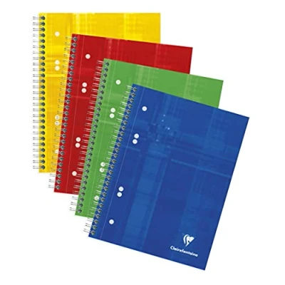 Image de Clairefontaine 8570C Un Cahier à Spirale Perforé A5+ 16x21 cm 160 Pages Détachables Unies Blanches Papier 90 g Couverture Carte Pelliculée Couleur Aléatoire
