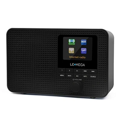 Image de LEMEGA IR1 Radio Internet WiFi Portable, numérique Dab/Dab+/FM, Haut Parleur Bluetooth, Double réveil, minuterie Sommeil, 60 préréglages, Sortie Casque, écran Couleur Noir Finition