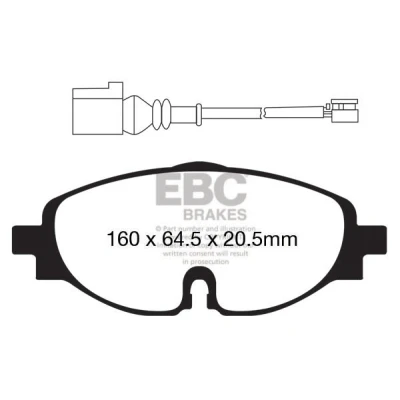 Image de Jeu de plaquettes frein à disque EBC BRAKES Yellow Stuff DP42150R, Avant