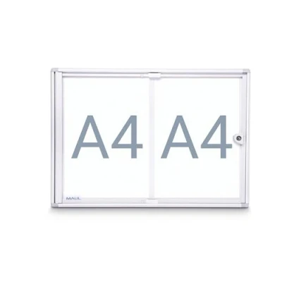 Image de MAUL Vitrine A4 MAULextraslim Cadre avec 2X Pages DIN en Aluminium et Porte Verre Murale Construction Plate Verrouillable Serrure