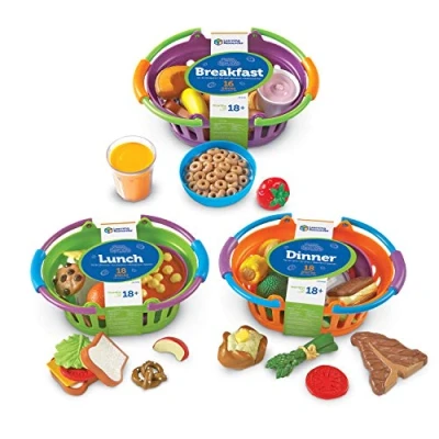 Image de Learning Resources Paniers de petit déjeuner, déjeuner et dîner New Sprouts, 33 x 25,4 19,1