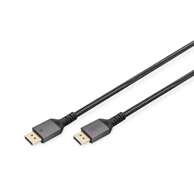 Image de DIGITUS câble Displayport 1.4 UHD II 8K/60hz 4k/144Hz tressé contacts dorés 1m Compatible avec moniteur, carte graphique gaming noir