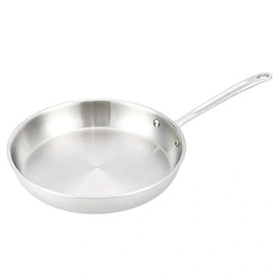 Image de Amazon Basics Poêle à frire triple épaisseur 30 cm en acier inoxydable avec poignée résistante la chaleur Argenté (Anciennement marque AmazonCommercial)