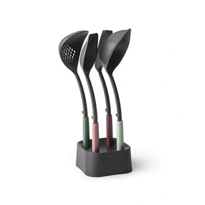 Image de Brabantia Kit d&#039;ustensiles de cuisine, avec louche à soupe, cuillère, écumoire et spatule Assortiment coloris