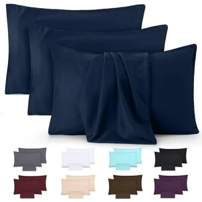 Image de Utopia Bedding Taies d&#039;oreiller 30 x 50 cm Lot de 4 en Microfibre Polyester brossé avec Fermeture par enveloppe Marine
