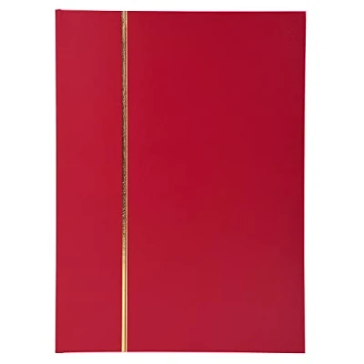 Image de Exacompta Réf. 21143E 1 album de timbres classique 32 pages noires Dimensions extérieures : 17 x 22,5 cm Couverture en simili cuir 6 bandes acétate Coloris rouge