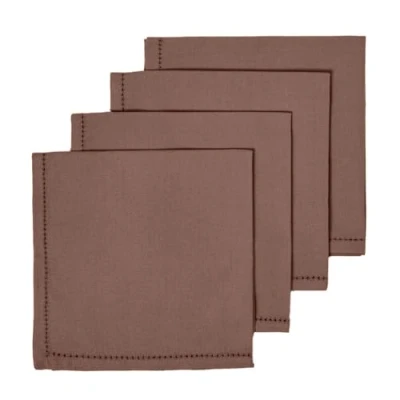 Image de HOMESCAPES Serviettes de table en coton, Lot 4, Linge uni, Chocolat