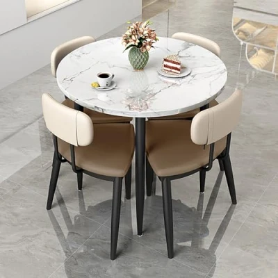 Image de Table À Manger Ronde,table Chaise Encastrable,ensemble De Salle Cuisine Pour 4,ensemble Et A Manger,petites Tables Conférence,Table Diamètre 80cm (