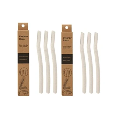 Image de Cheeroyal 3/6PCS Lames de dermaplaning pour le visage, Biodégradable WheatStraw Sourcils Rasoir Visage Peach Fuzz Remover Rasoirs Hommes et Femmes (6)