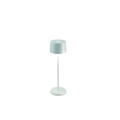 Image de Zafferano Olivia Pro Aluminium Lampe de Table à LED Intensité Variable, Base Chargement par Contact, Protection IP65, Utilisation Intérieure/Extérieure, H35,5cm, Prise EU Blanc ZAFOLIVIAPRO WH
