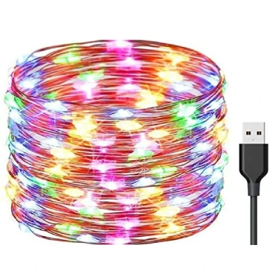 Image de Exporee LED Guirlandes Lumineuses, 20m Lumineuses 200 LEDs USB Alimenté, Étanche Fée Lumières De Fil Cuivre pour Clôture Patio Jardin Arbre Fête Noël Mariage, Coloré