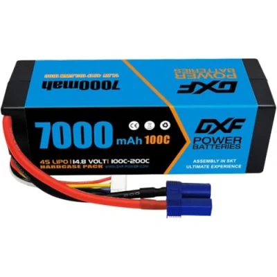 Image de DXF 4S Batterie Lipo 14,8 V 100 C 7000 mAh Rigide avec Prise EC5 pour véhicules RC 1/8 et 1/10 Voiture Buggy Truggy Avion UAV Drone FPV(1 PCS)