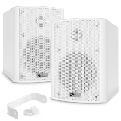 Image de Power Dynamics BC40V 2 Haut Parleurs Blancs 100 Watts, 30W RMS, 4 Pouces, Étanches, Intérieur Extérieur, Kit de Montage Fourni, Volts, 8 Ohms, Public Address, Musique d&#039;Ambiance