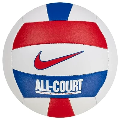 Image de Nike All Court N.100.9072.124.05 Ballon de Volleyball dégonflé en Caoutchouc et Cuir synthétique Blanc/Rouge université Taille 5