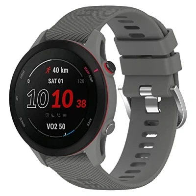 Image de Yikamosi Compatible avec Garmin Forerunner 255 Bracelets,22MM libération Rapide Silicone Souple Fermoir en acier inoxydable Remplacement Bracelet pour 255/Venu 2,Gris foncé