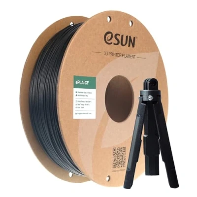 Image de eSUN Filament PLA 1.75mm, ePLA CF Chargé en Fibre de Carbone Précision Dimensionnelle +/ 0.03mm, Bobine 1KG (2.2 LBS) pour 3D FDM Imprimantes,Noir