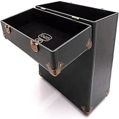 Image de Valise de Rangement et Transport GPO pour Vinyles 33 Tours style rétro (pouvant contenir 30 albums) Noir vert