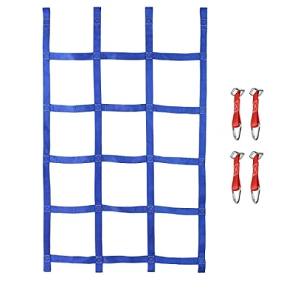 Image de ALPIDEX Enfants Ninja Slackline 15 m Obstacles Parcous Set Nœuds Echelle Corde Balançoire Échelle Escalade Accessoires Extensible Warrior Course Jardin, Stil:Filet à Grimper