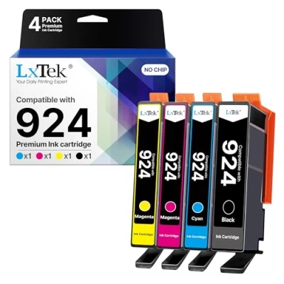 Image de LxTek 924 Cartouches d&#039;encre pour HP Compatibles OfficeJet 8120e 8122e 8124e 8125e Pro 8130e 8132e 8134e 8138e 8139e (4 Pack, Pas avec Puce)