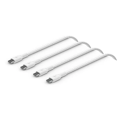 Image de Pack 2 Câbles USB C Power Delivery 60W Certifié IF Nylon Tressé Blanc Neuf