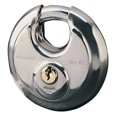 Image de Master Lock 40EURD Cadenas disque Marin avec Clé, Gris, 9,6 x 7 2,8 cm
