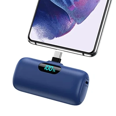 Image de Feob Batterie Externe USB C 5000mAh, 15W 3.0A Charge Rapide Chargeur Portable Mini Power Bank avec Écran LCD Compatible Samsung S23,S22/Note/Huawei/Moto/LG/Pixel/Nexus,USB Phones etc Bleu
