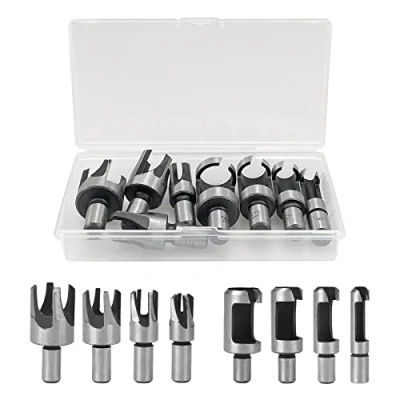 Image de 8 pièces Bois Plug Cutter Set Tige Ronde En Acier Au Carbone Griffe Forets Coniques Ensemble Liège Perceuse Scie Outil Tenon Foret Cutter, pour Porte Fenêtre Cabine (6/10/13/16mm)