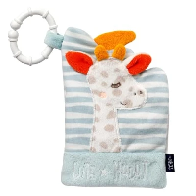 Image de Fehn Livre à toucher Bonne nuit en tissu pour poussette avec pouêt pouêt, papier bruissant, miroir &amp; éléments &quot;Glow in the dark&quot; jouet bébés et jeunes enfants partir de 0+ mois