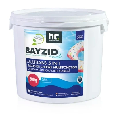 Image de BAYZID 5 kg Galets Chlore 200g Multifonction en 1 pour Piscine Entretien et Nettoyage Phases Fabriqué Europe Une Eau Limpide