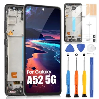 Image de Écran LCD pour Samsung Galaxy A52 5G Display A526B Touch Screen Digitizer Assembly avec réparation Kit (noir cadre, pas 4G, sans empreinte digitale)