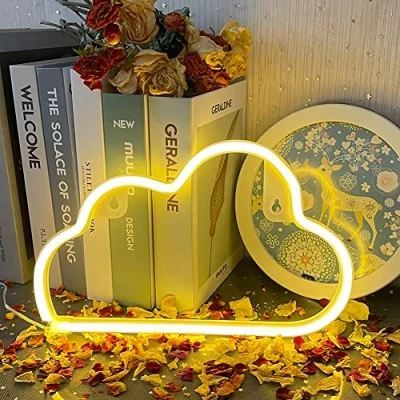 Image de UExnkj Y Néon Nuage Enseigne au Blanc Chaud Lumineuse Decor Alimenté par USB ou Batterie pour Chambre D&#039;enfant Éclairer LED Fête Bar de Noël