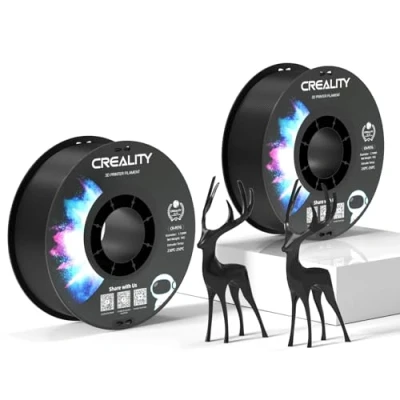 Image de Creality filament PETG officiel noir, pour imprimante 3D, 1,75 mm, 2 kg, sans nœuds, forte adhérence et performance de surplomb, précision dimensionnelle +/ 0,03 mm